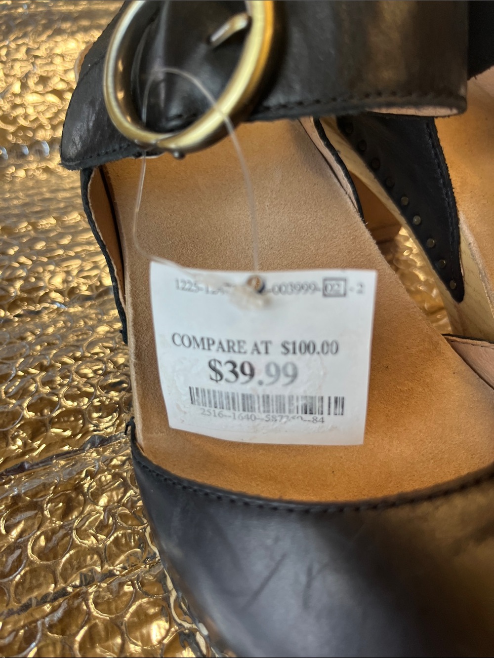 Dansko Black Leather Open-Toe Slingback Sandals with Gold Buckle - Picture 2 of 12